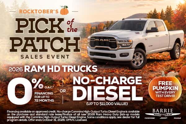 2026 HD Trucks 0% Financing For Up To 72 Months O.A.C.* OR No-Charge Diesel (Up To $11,000 Value) FREE Pumpkin With Every Test Drive!